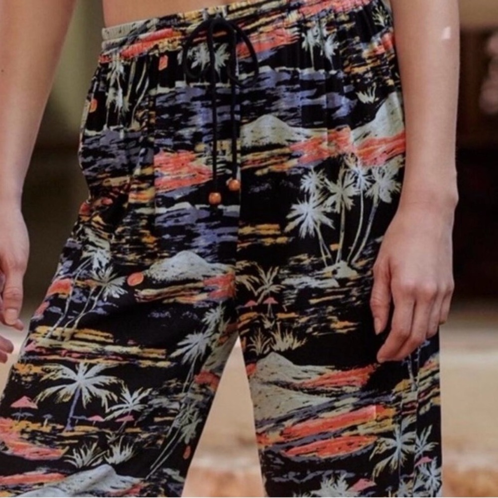 Free People Intimates Tropical Blue Lagoon Wide-Leg Pants Small - Picture 4 of 8
